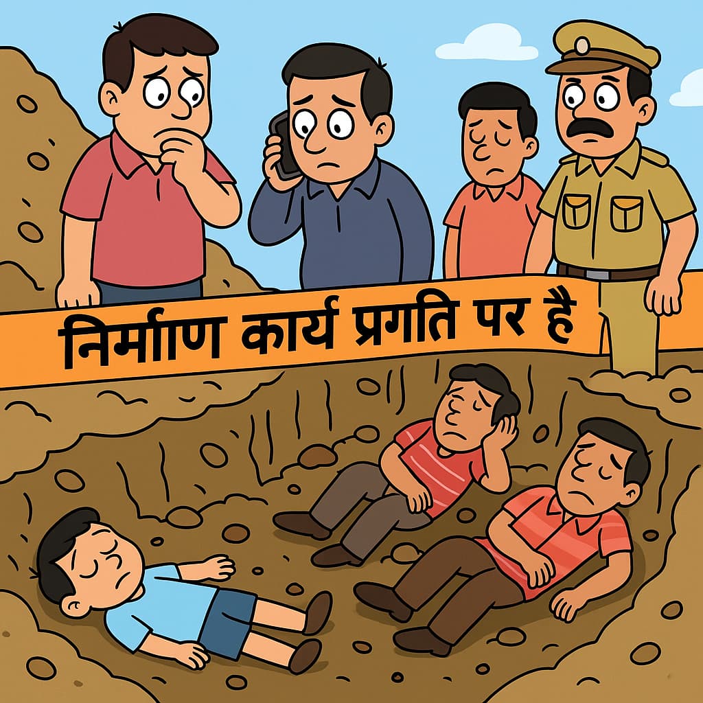 निर्माणाधीन सड़क के गड्ढे में गिरने से मासूम की मौत, तीन मासूम गम्भीर रूप से घायल