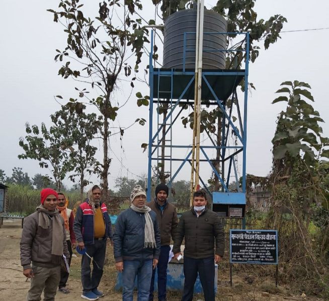 गौनाहा प्रखंड में नल-जल योजना के अंतर्गत पूर्ण योजनाओं की करायी गयी स्थलीय जांच।