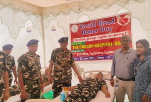 वर्ल्ड ब्लड डोनर डे” के अवसर पर 47 बटालियन के पदाधिकारियों व जवानों ने किया रक्तदान