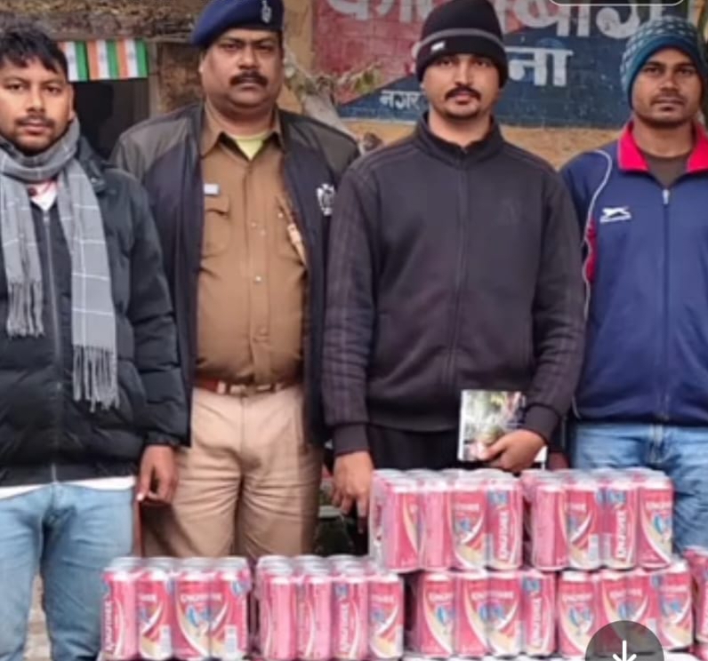बेतिया पुलिस की कार्रवाई में स्विफ्ट कार से 624 बोतल विदेशी शराब हुआ जब्त